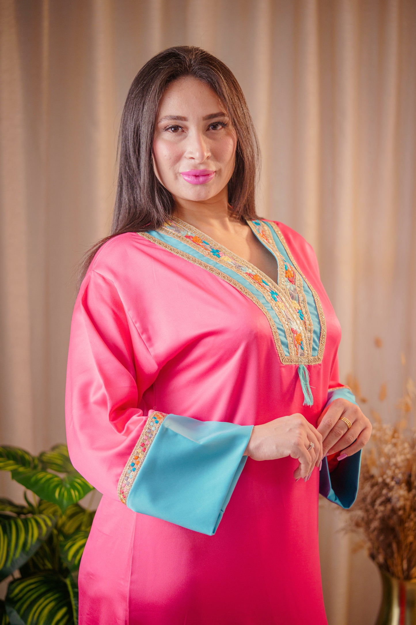 Jebba Nour satin - Rose fuschia