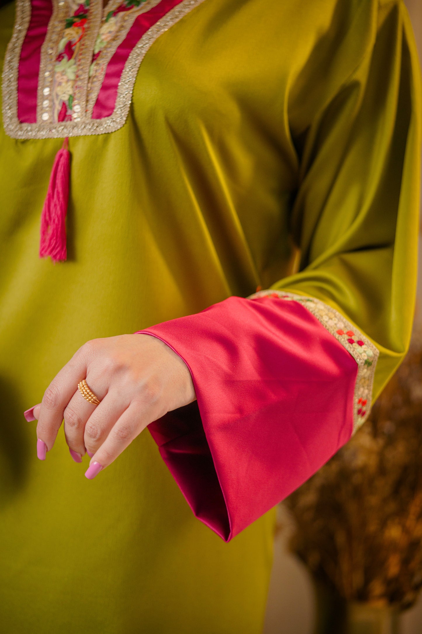 Jebba Nour satin - Vert olive
